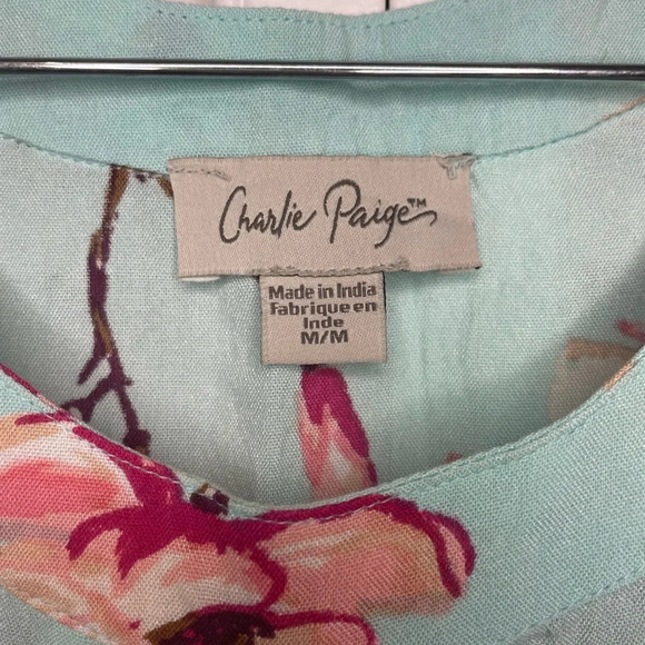 Charlie Paige Women’s Sleeveless Halter Neck Mini Dress Blue Pink Floral Medium - Picture 2 of 14